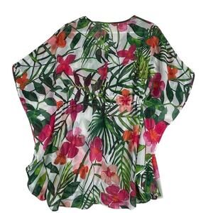 Unbranded,  Pink and Green Floral Bathing Suit Cover-Up